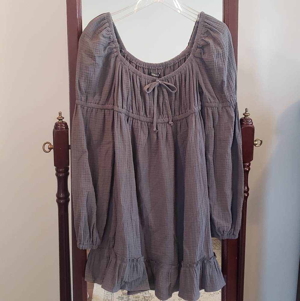 Wild Fable Baby Doll Gray Mini Dress, Medium
